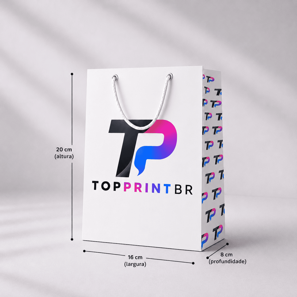 Sacola de Papel M Branca  Personalizada - imagem 2